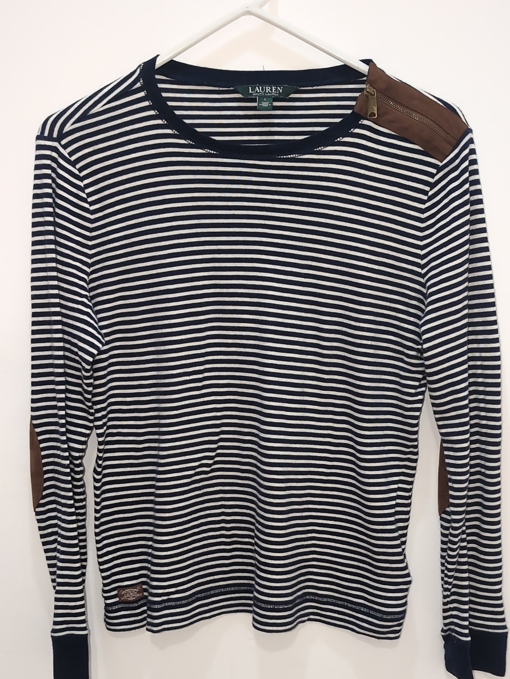 Lauren Ralph Lauren Navy & White Striped Long-Sleeve Shirt L